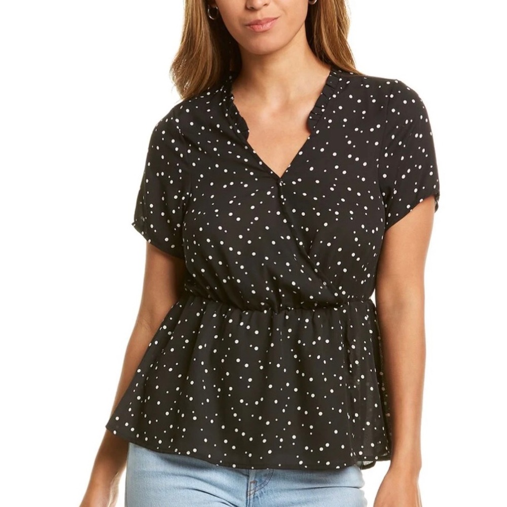 BOBEAU SURPLICE PEPLUM TOP SIZE M